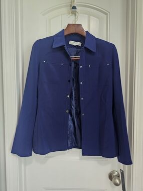 Tahari ASL Deep Royal Snap-Front Women's Blazer